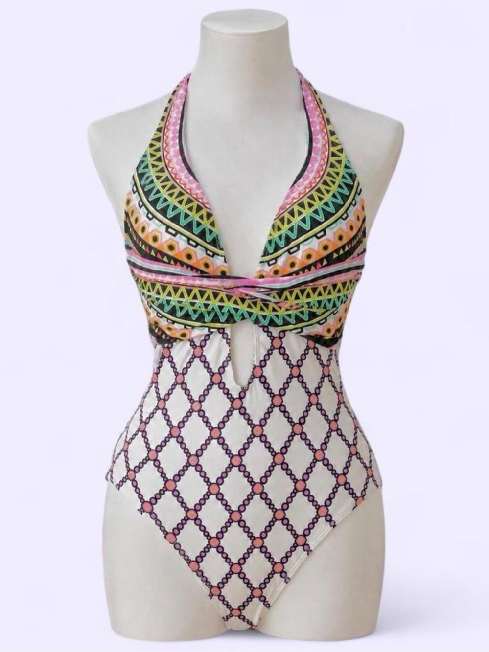 Trina Turk Kon Tiki One Piece Swimsuit Size 4 Geometric Print